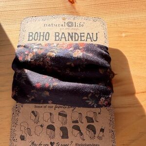 NATURAL LIFE Boho Bandeau - Black with Floral Accents